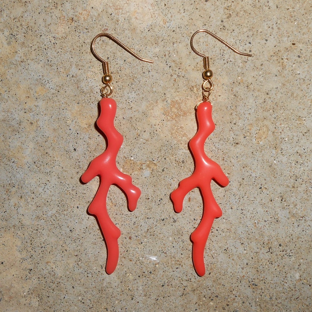New Coral Dangle Earrings Coral Branch Jewelry Dangle Earrings Coral Earrings
